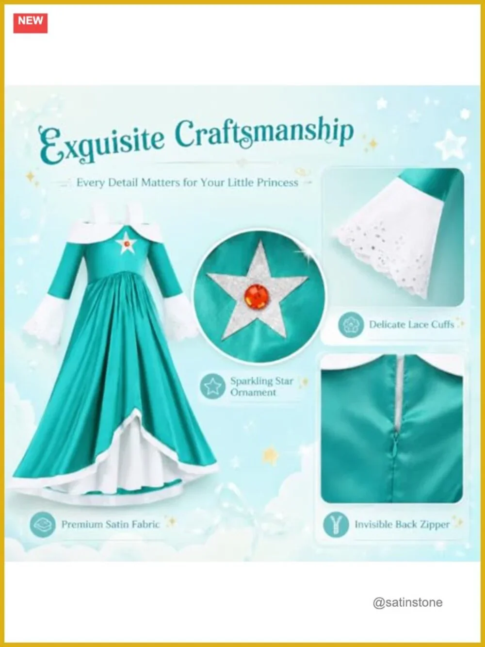 Girls Princess Costume Dress Set with Wig Crown Wand Earrings and Plush